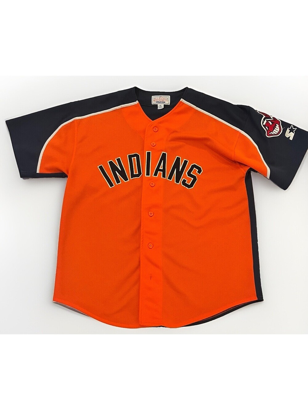Vintage Cleveland Indians Starter MLB Jersey Size XL Orange Chief Wahoo Logo 500